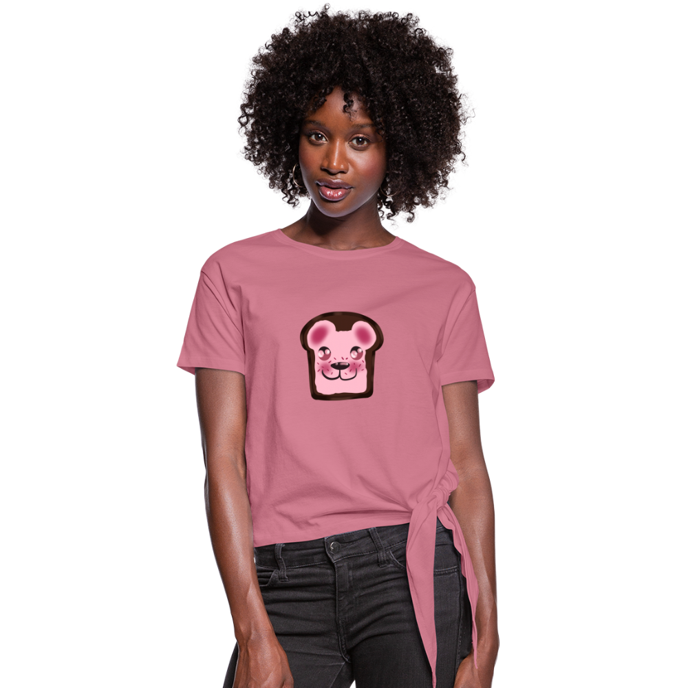 Beary and Cream Women's Knotted T-Shirt - mauve