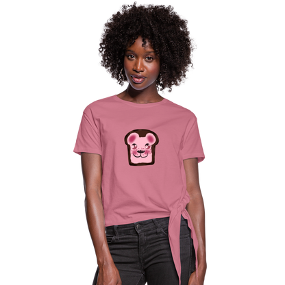 Beary and Cream Women's Knotted T-Shirt - mauve