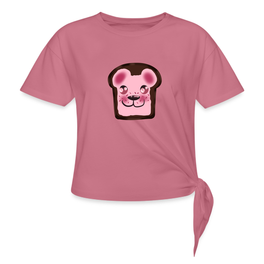Beary and Cream Women's Knotted T-Shirt - mauve